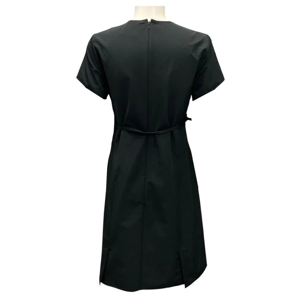 GIVENCHY BLACK VOYOU SHORT SLEEVED MIDI DRESS WITH BELT - Picture 3 of 5